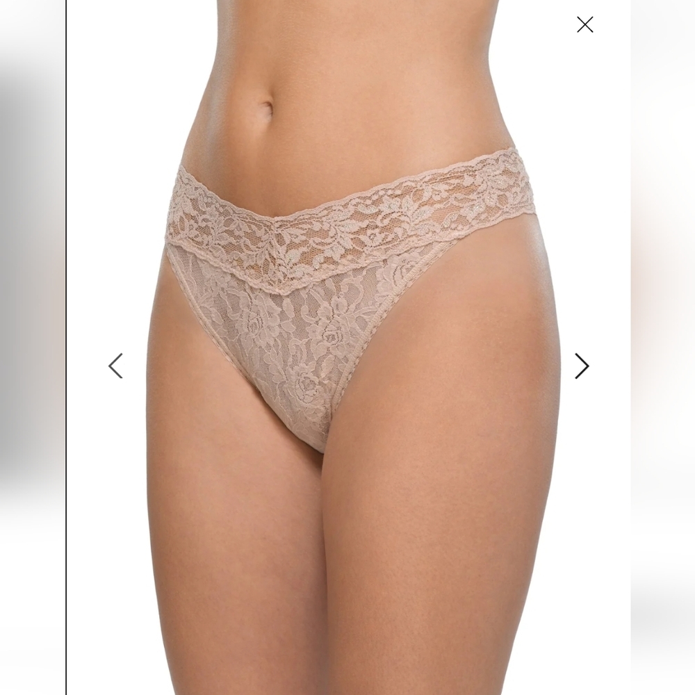 New! Hanky Panky lace thong bundle of 3 pairs, nude, one size